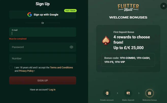 flutterhall casino registration